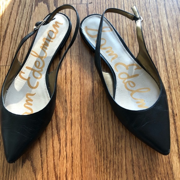 Sam Edelman Shoes - Sam Edelman Black Leather Slingback Flats